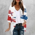 thumbnail image 1 of Wiyuqeen Cardigans Rouges, Blancs et Bleus pour Femmes à Manches Courtes, Cache-Maillot du 4 Juillet, Ouvert à l'Avant, en Mousseline, Cardigans Légers, Cadeaux pour le Memorial Day, 1 of 5