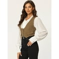 thumbnail image 3 of DARING DIVA Women's Denim Button Up Jean Crop Racerback Vest Jacket M Brown, 3 of 6