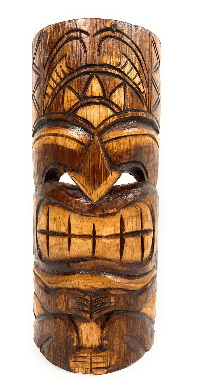 Hand Carved#bds1202230b Black Outline Lucky Tiki Mask 12" 