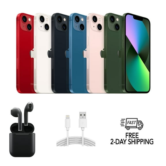 Pre-Owned Apple iPhone 13 A2482 (Fully Unlocked) 128GB Blue (Grade A) w/ Wireless Earbuds
