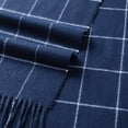 thumbnail image 2 of Calvin & Olivia Ultra-Soft Comfort Feel Unisex Winter Solid Plain Scarves Wool Feel Classic Super Soft Luxurious Scarf Navy Blue Square Plaid, 2 of 5