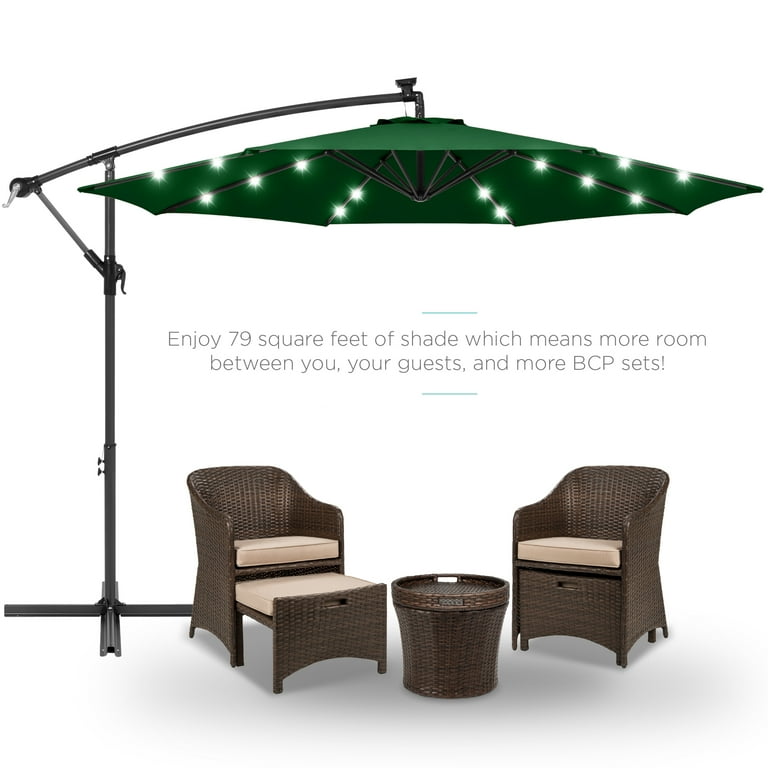 best choice products 10ft solar led patio umbrella w/usb charger Best Choice Products 10ft Solar LED Offset Hanging Outdoor Market Patio Umbrella w/ Adjustable Tilt