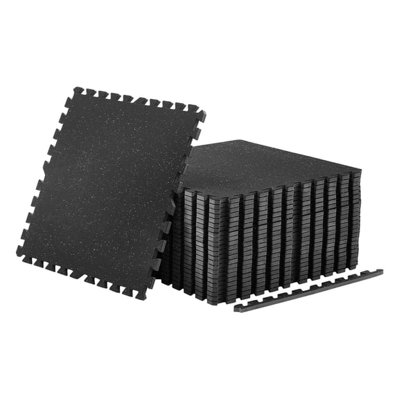 KFFKFF Puzzle Exercise Mat, 24 PCS Fitness Mats, 24 x 24 x 0.56 in, Durable EVA Foam Tiles, Interlocking Soft Flooring, Protective Padding with Gray Dots for Home Gym or Office