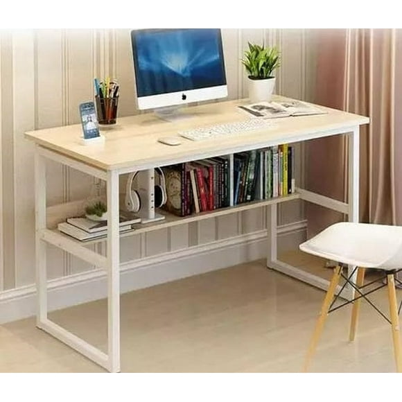Modern Office Computer Desk with Bookshelf