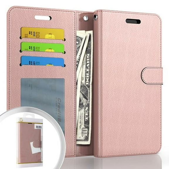 GSA Luxury Flip Wallet Case for Samsung Galaxy A02s - Rose Gold
