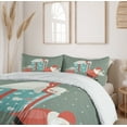 thumbnail image 6 of Ambesonne Christmas Duvet Cover Set, Santa Bear Carry a Gift, 2-Calking, Peacock Green and Multicolor, 6 of 7