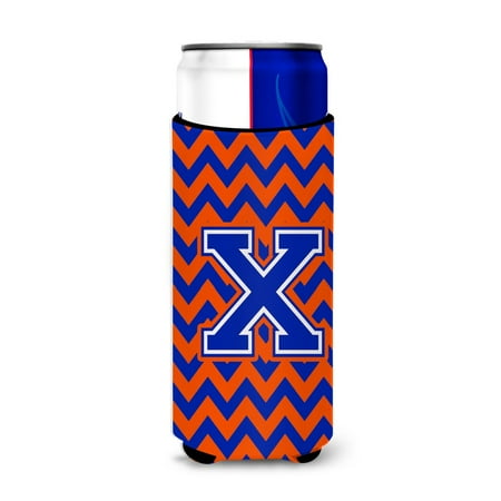 

Carolines Treasures CJ1044-XMUK Letter X Chevron Orange and Blue Ultra Beverage Insulators for slim cans Slim Can