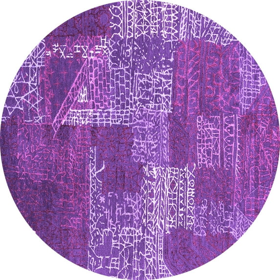 Ahgly Company Indoor Round Patchwork Purple Transitional Area Rugs, 6' Round