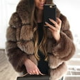 thumbnail image 6 of Women Thicken Warm Fluffy Hooded Coat Long Sleeve Faux Fur Jacket Outerwear, 6 of 8