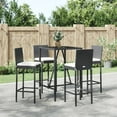 thumbnail image 1 of vidaXL 5 Piece Garden Bar Set with Cushions Black Poly Rattan, 1 of 4