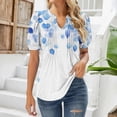 thumbnail image 2 of T Shirts For Women Womens Tops V Neck Tops Puff Short Sleeve T Shirt Pleated Floral Printed Tunic Blouse Shirts, 2 of 7