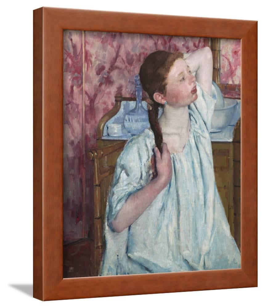 Girl Arranging Her Hair By Mary Cassatt Figurative Framed Art Print