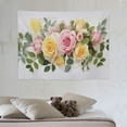 thumbnail image 4 of ONETECH  Tapestry White Pink Yellow Rose Flowers Love Eucalyptus Flora Leaves Nature Vignette Design Green Beautiful Wall Tapestry Wall Decor Blanket for Bedroom Home Dorm, 4 of 7