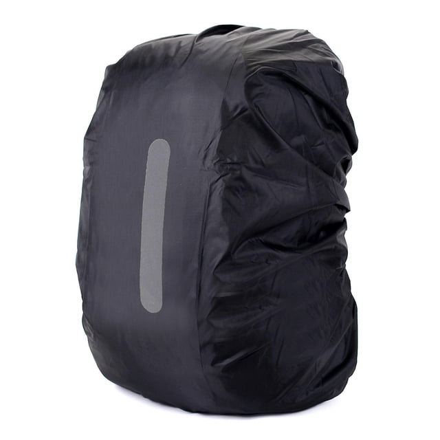 Mochila impermeable con protección contra la lluvia, funda para la lluvia, mochila escolar con tiras reflectantes y hebilla de ajuste, color negro (XL-60-70L)