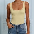thumbnail image 4 of Caqnni Women Summer Ribbed Knit Stretch Slim Fit Solid Color Round Neck Vest Top Womens Sleeveless Tank Top (L,A63-Beige), 4 of 8