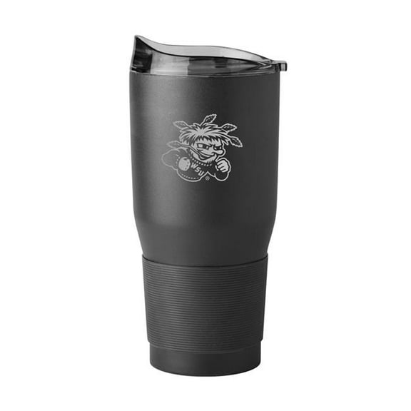 Logo Brands 256-S30PT-BLK-9 Wichita State 30 oz Etched Powder Coat Tumbler