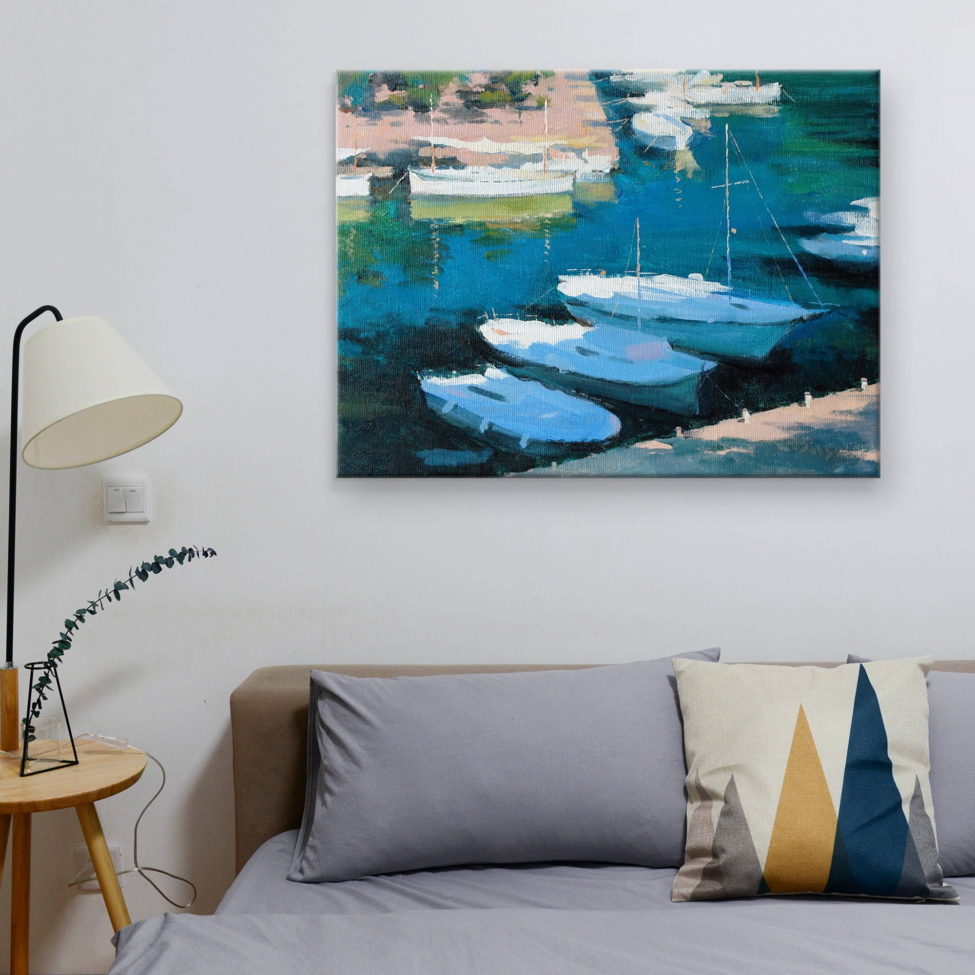 Masterpiece Art Gallery Marina 16 Boats by Alex Hook Krioutchkov Canvas Art Print 30" x 40"