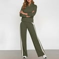 thumbnail image 2 of Two Piece Outfits for Women Long Sleeve Color Block Striped Zip Front Collar Sweatsuit Sets Wide Leg Pant Casual Fall Comfy Fashion Tracksuit Sets, 2 of 6
