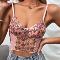 thumbnail image 2 of Playeras,Blusas y Tops,Ropa para Mujer Mujeres Tank Top Camiseta sin mangas corta sin mangas con chaleco pequeño de encaje de flores bordadas de diseño para mujer (Pink, M), 2 of 7