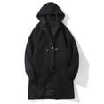 thumbnail image 2 of successthop Trench Coat Men Long Sleeve Hooded Overcoat with Pockets Knee Length Button Down Zipper Casual Outwear, 2 of 4