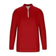 thumbnail image 6 of YOIAVAIOY Mens Half Zip Sweatshirts Long Sleeve Fleece Sweatshirt Solid Casual Pullover with Pocket Red M, 6 of 7