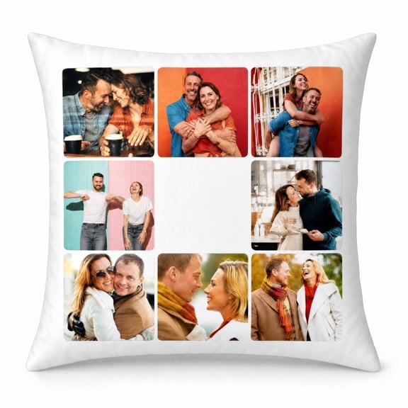 Custom Photo Collage Throw Pillow Cover, Gift For Couples, Home Accent 16x16 Inch
