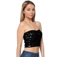 thumbnail image 3 of Womens Off Shoulder Sparkly Sequins Stretch Tube Top Chest Wrap Bra Party Club Crop Top, 3 of 6