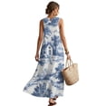 thumbnail image 2 of Xixirimido Blue Toile de Jouy Print Womens 2026 Maxi Dresses Casual Summer Long Sundress Sleeveless Loose Fit Flowy Sundress with Pockets for Beach Vacation Party, Size S, 2 of 7