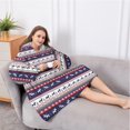 thumbnail image 5 of Oversized Wearable Blanket Hoodie,Dark Blue Christmas Reindeer and Donkey Pattern Sherpa Blanket Hoodie with Super Pockets,Super Warm Fuzzy Pullover for Women & Men, 5 of 6