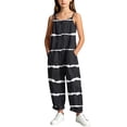 thumbnail image 7 of Girls Striped Printed Cami Jumpsuits Sleeveless Spaghetti Straps Jumpsuit Pants Casual Loose Trousers with Pockets Black 7-8 Years, 7 of 7