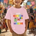 thumbnail image 4 of Wuxian Boys Girls Carnival Shirts Cartoon Letter Graphic Print T Shirt Festive Party Short Sleeve Crewneck Tee Casual Playwear Toddler Summer Back To School Funny Graphic dailywear,Pink,11-12 Years, 4 of 5