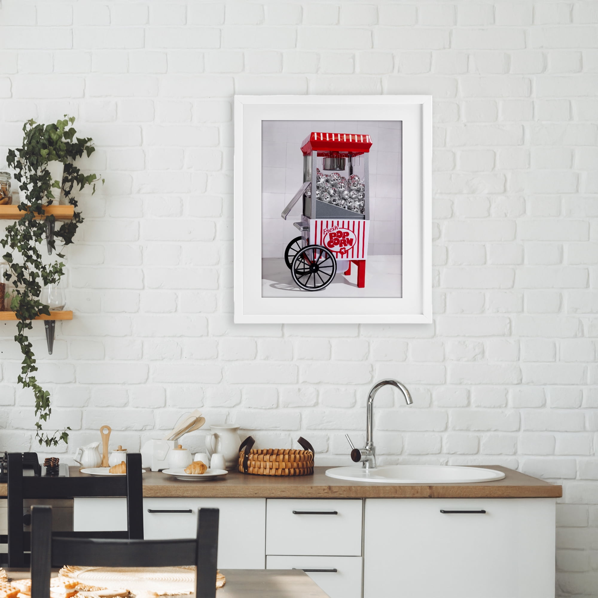 Stupell Industries Fun Disco Popcorn Machine White Framed Print Under Glass, design by LISH Creative