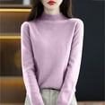 thumbnail image 4 of Womens Sweaters For Women Sweaters Semi Turtleneck Long Sleeve Solid Color Pullover With A Base Shirt Autumn & Winter Warm Loose Knitted Sweater Polyester Fabric Fall Sweaters For Women, 4 of 5