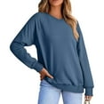 thumbnail image 2 of Womens Oversized V Neck Sweatshirts Plus Size Long Sleeve Pullover Preppy Sweatshirt Cozy Soft Cotton Sweatshirts Navy XXL, 2 of 5