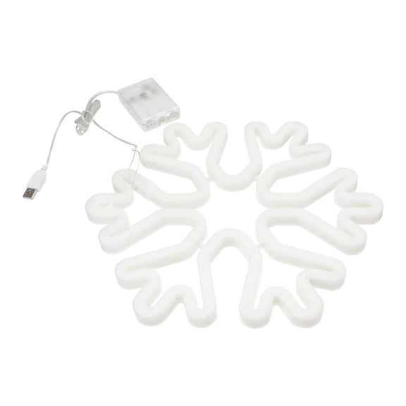 MEIBUTYUP White Snowflake Shaped LED Neon Sign USB Decorative Table Lamp for Home