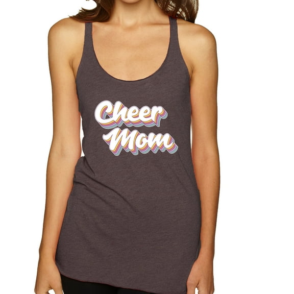 Wild Bobby Retro Cheer Mom Girl Sports Women Tri-Blend Racerback Tank Top, Brown, Small