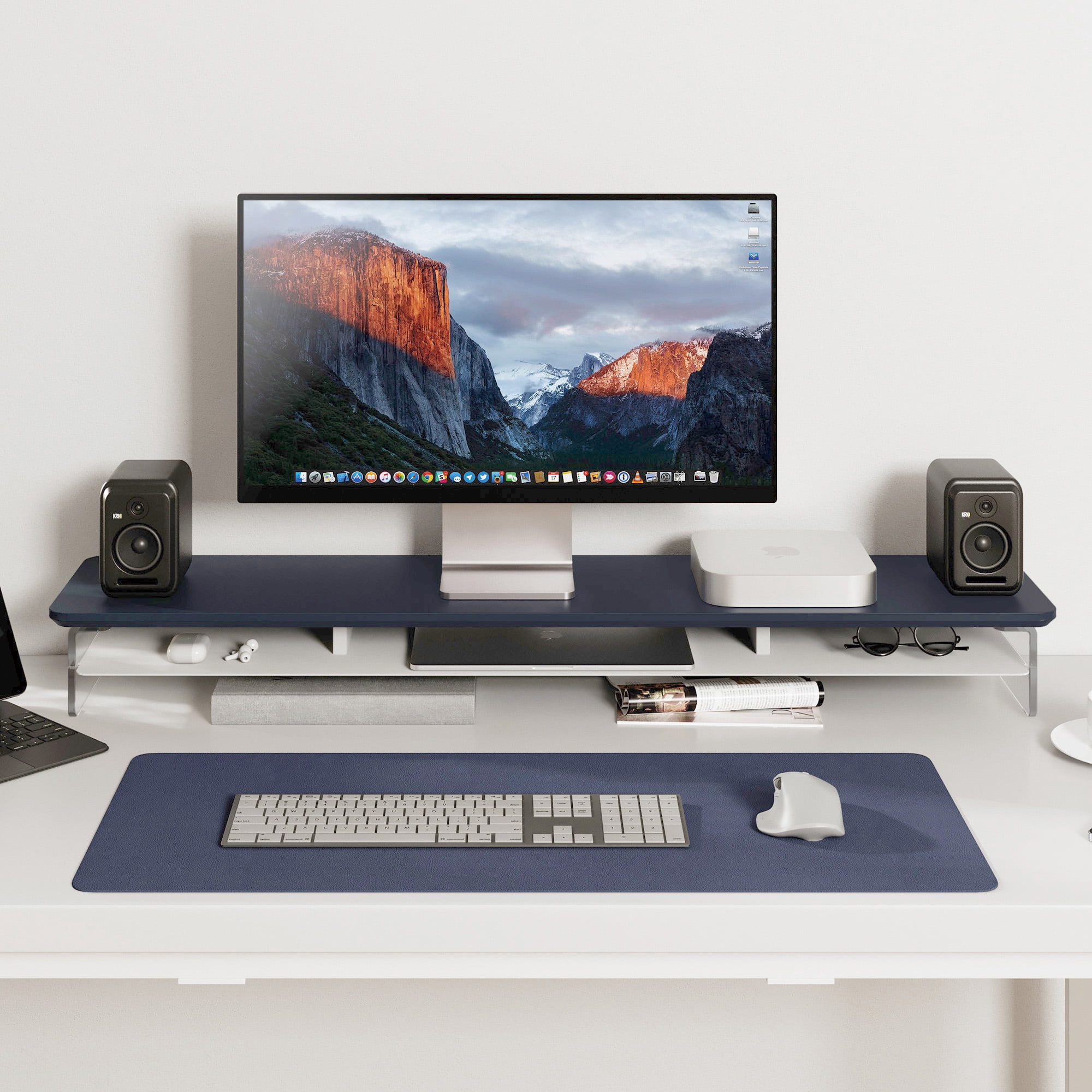 Fenge 42.5 Inches Acrylic Monitor Stand Riser with Metal Storage