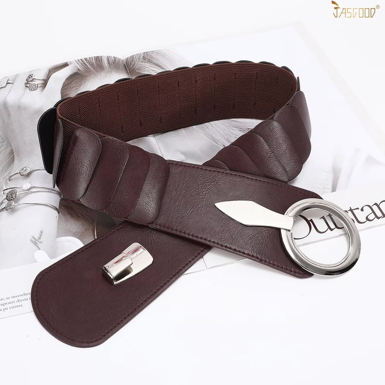 Women\'s Elastic Vintage Belt Retro Cinch Belts coffee JASGOOD Women main image 4