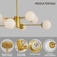 thumbnail image 3 of 35" Modern Gold Sputnik Chandelier with 8 White Glass Globe Shades, Branching Design Mid-Century Ceiling Light Fixture for Dining Room, Living Room, or Bedroom, No Bulbs, 3 of 9