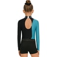 thumbnail image 6 of iiniim Girls 3 Piece Gymnastics Outfits Long Sleeve Leotard with Shorts Hairband Sparkly Ballet Dancewear Green 16, 6 of 7