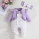 thumbnail image 2 of Odeerbi 1-18 Meses Niñas San Valentín Mono de Algodón Con Lazo Y Cinta Para La Cabeza Conjunto Onesie de Manga Larga, 2 of 8