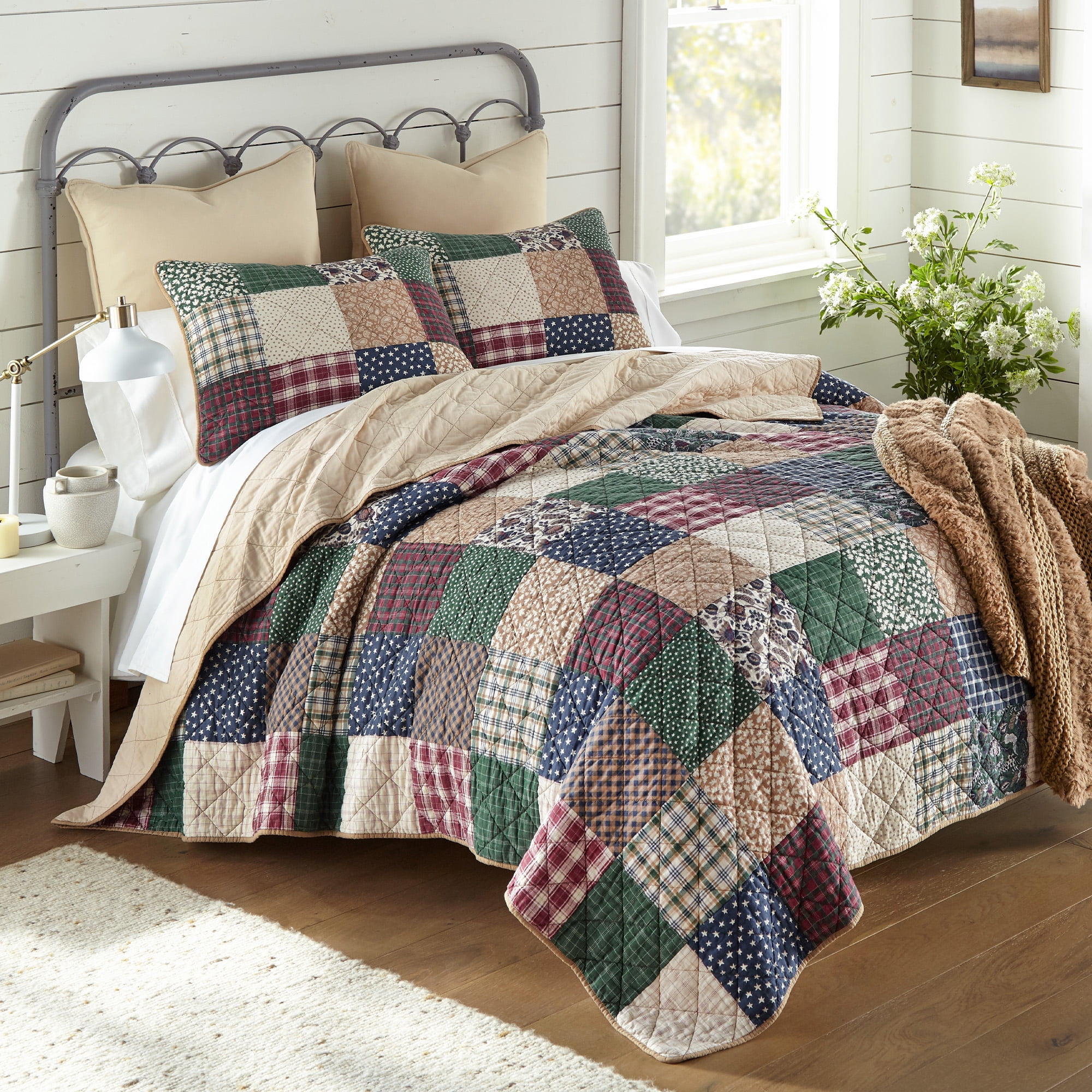 Donna Sharp Rustic Paisley 3PC Pieced Cotton Queen Quilt Set