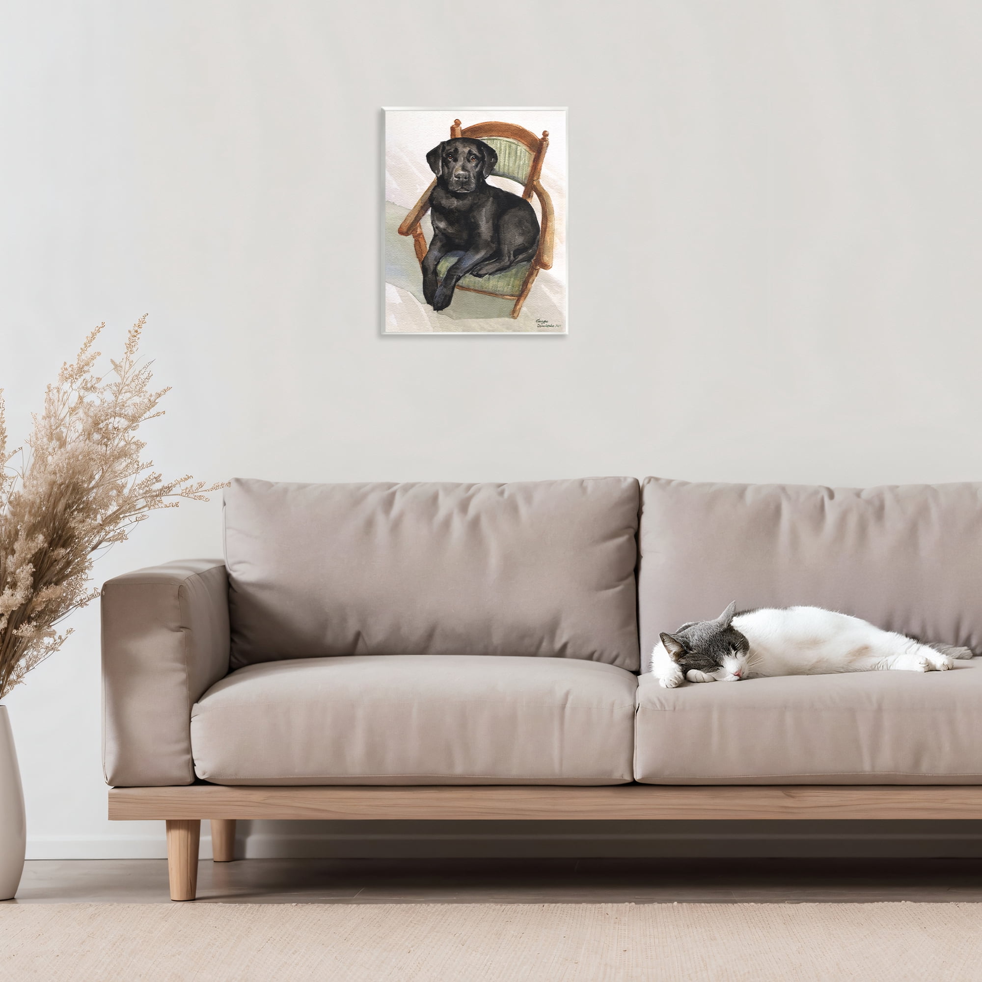 Stupell Industries Black Labrador On Chair Wall Plaque Art, design by George Dyachenko