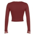 thumbnail image 7 of Women's Long Sleeve T Shirt Spliced Lace Neck Crop Design for Everyday Wear, 7 of 7