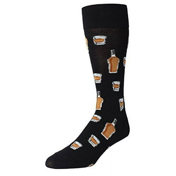 MeMoi Whiskey Bar Conversational Bamboo Blend Men's Socks - Mens - Male, 10-13, Black