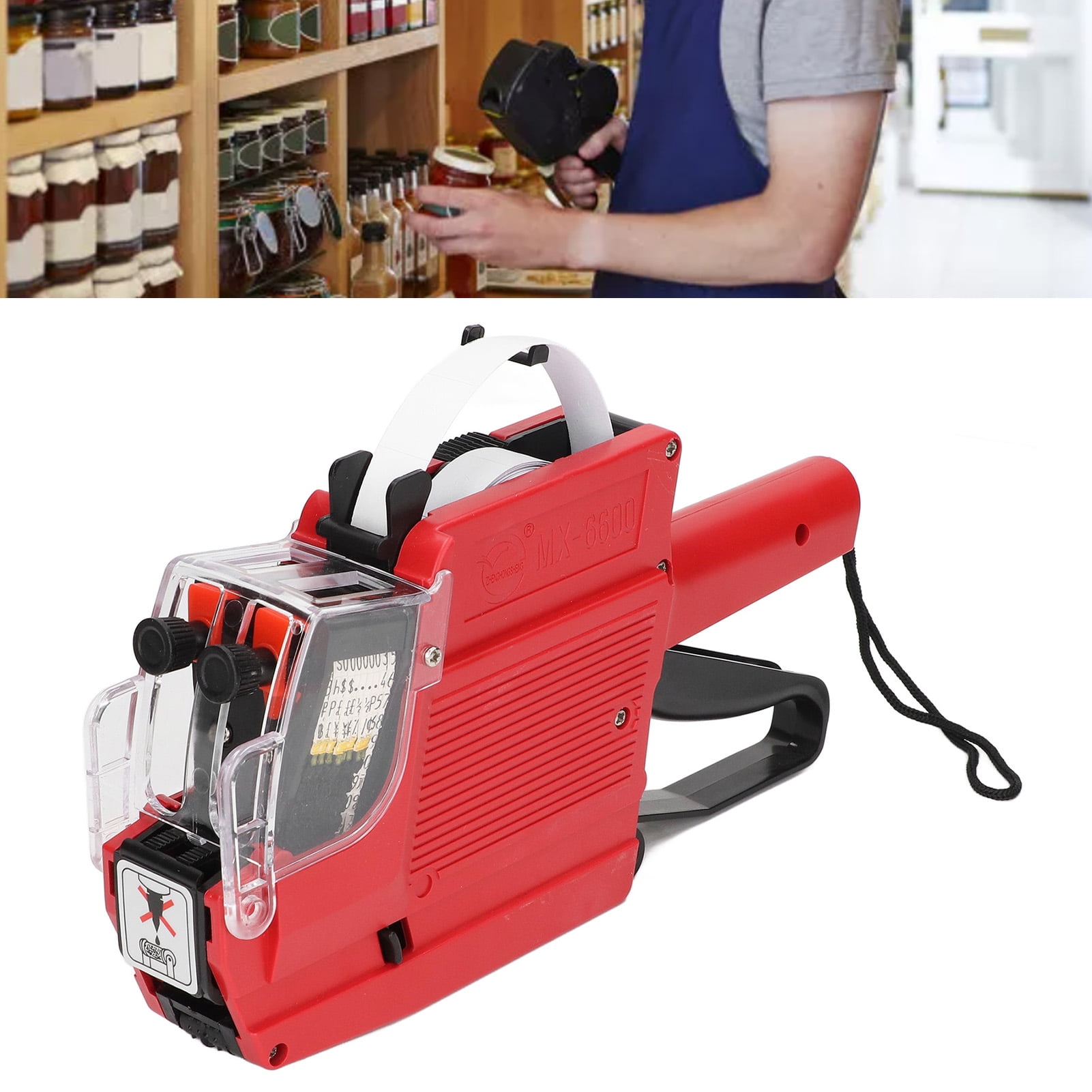 Price Tag Gun 10 Digits 2 Lines Labeller Marker Attacher Tool for Office Retail Store Blue