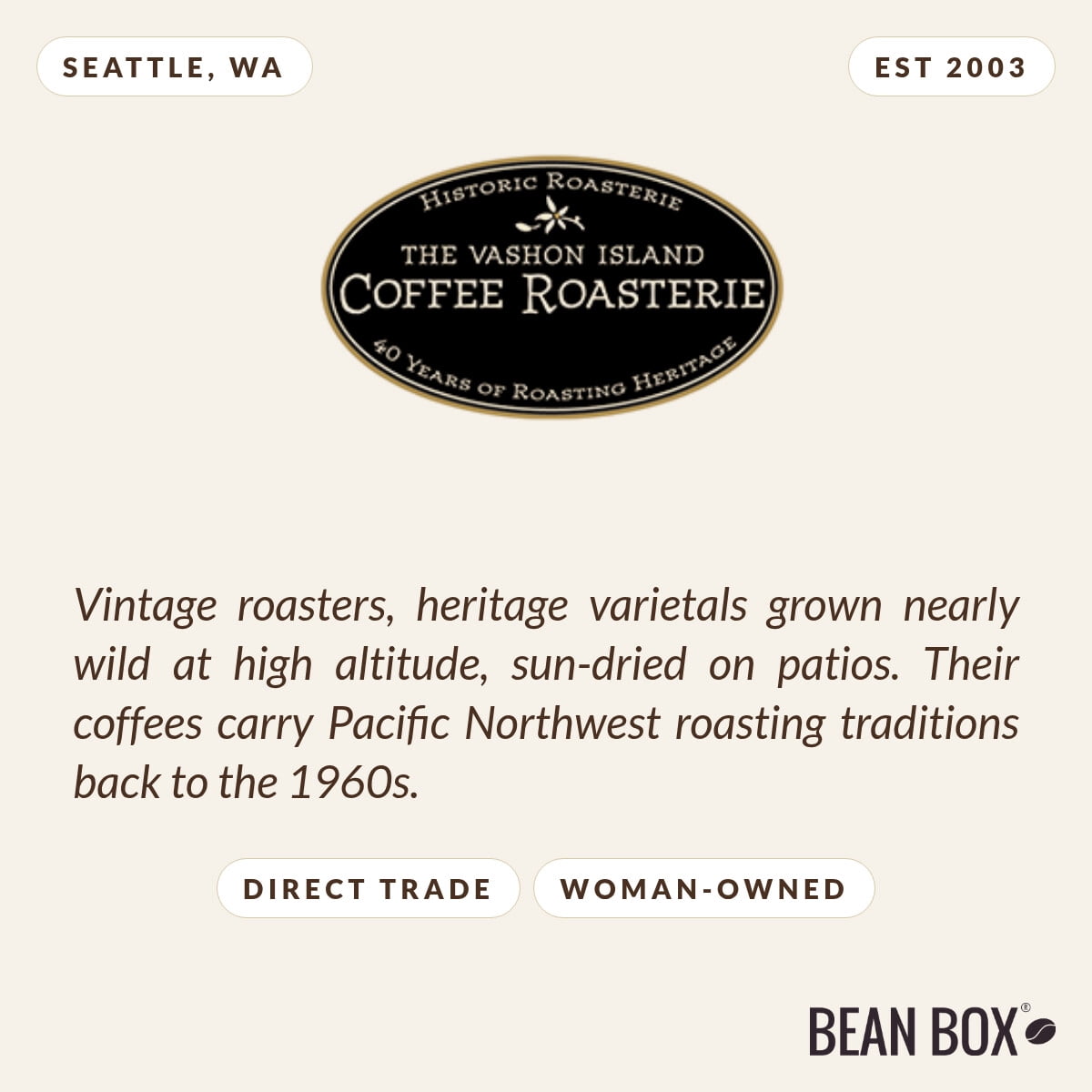 Guatemalan Reserve - Roasted by Vashon Island Coffee Roasterie - Whole Bean Coffee - 5lb Bag