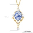 thumbnail image 6 of Blue Color Cameo White Crystal  Goldtone Carved Necklace for Women Jewelry for Women Size 20.5-22.5" Ct 4.92 Birthday Christmas Gifts, 6 of 8