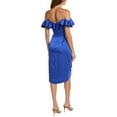 thumbnail image 2 of Theia womens  Off-The-Shoulder Satin Midi Dress, 4, Blue, 2 of 3