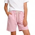 thumbnail image 4 of ITSAME Shorts for Boys Girls, Knitting Cotton Loose Fit Elastic Waist Summer Comfort Casual Shorts Pink Size 12-13, 4 of 6